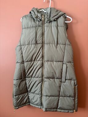 Maurices Olive Green Puffer Vest M Hooded